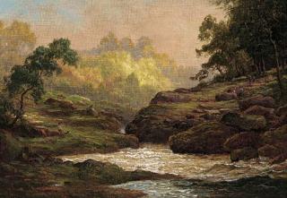Arthur Blackburn - On the wharfe, Bolton Abbey, looking down to the Strid; and On the wharfe, Bolton Abbey, above the Strid