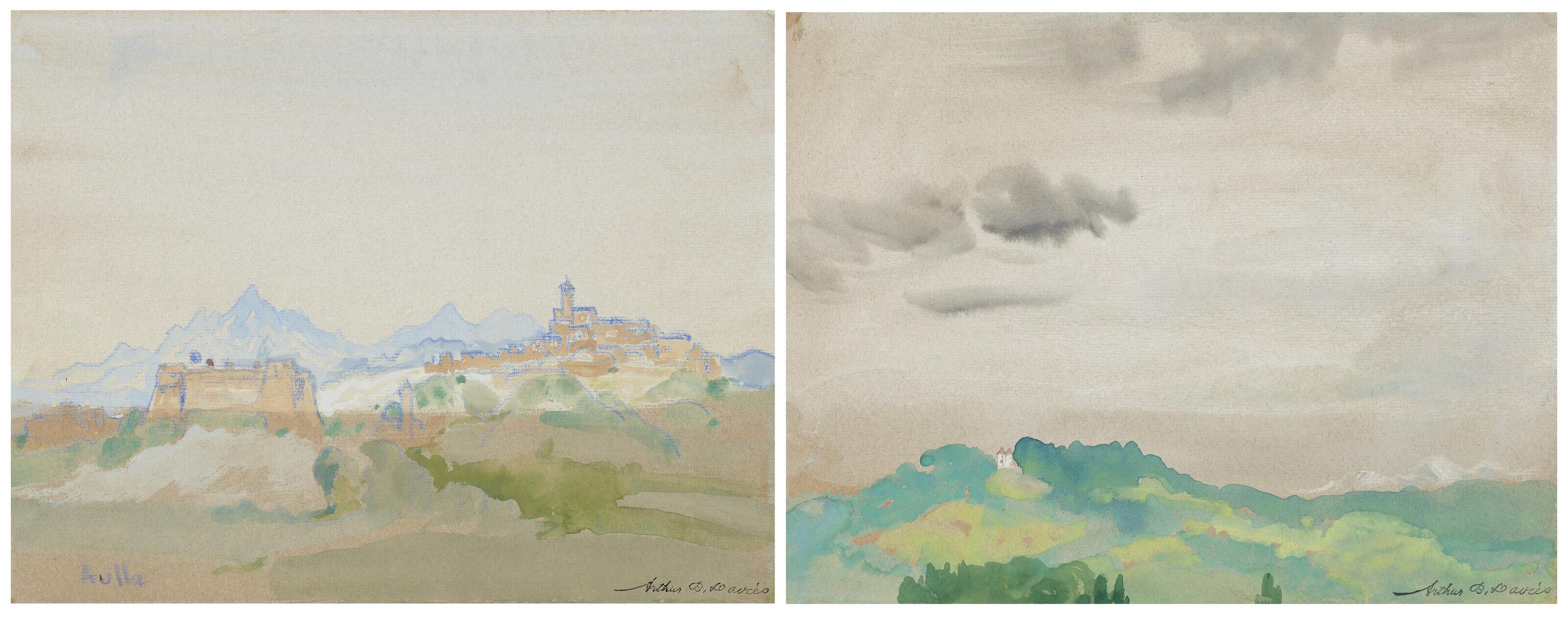 Arthur Bowen Davies - Aulla and Chateau, Spain: A Pair of Works