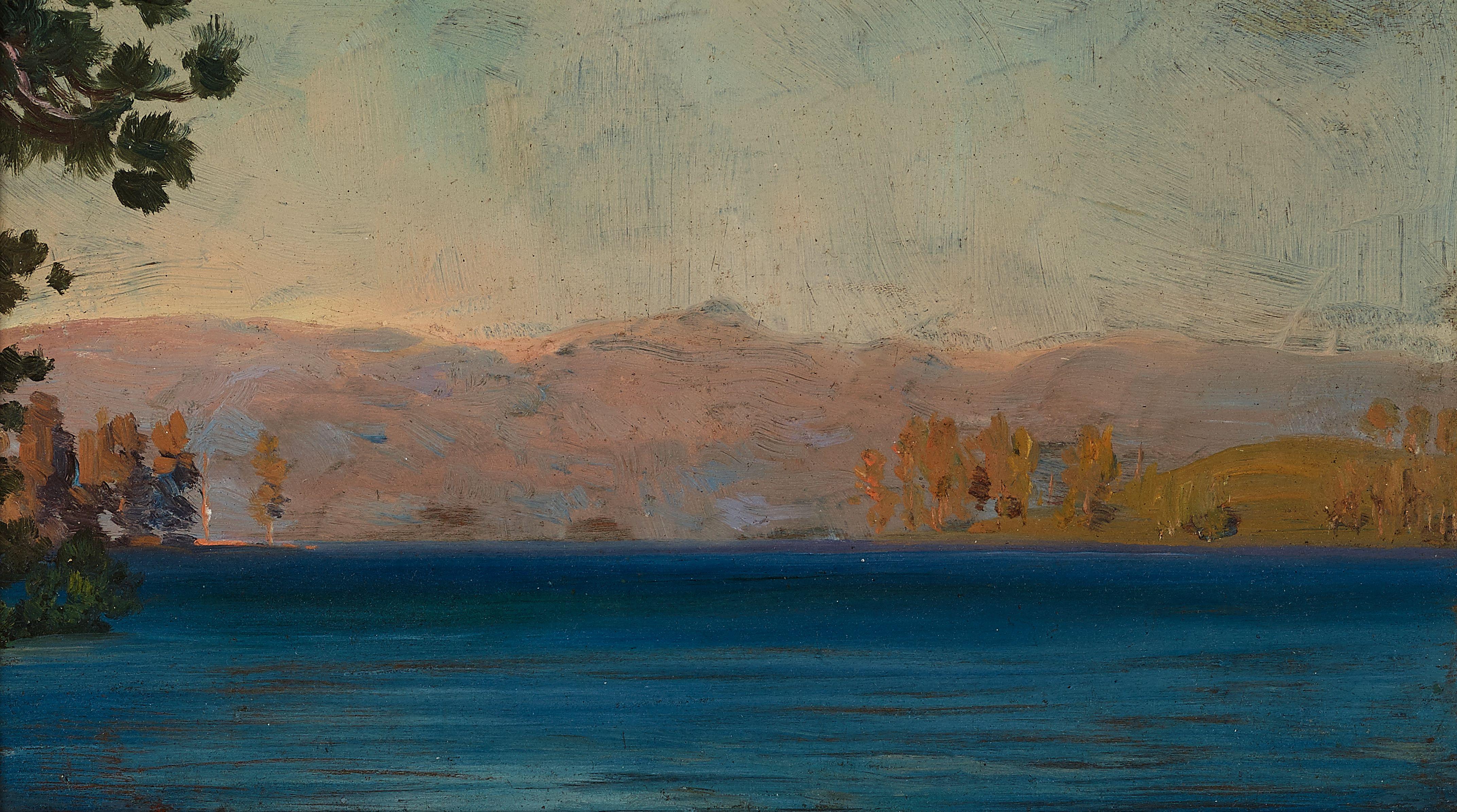 Arthur Bowen Davies - Lake Tahoe; Emerald Bay, Lake Tahoe; Cathedral Peak, Tuolumne Meadows, Yosemite, California; Live Oaks, Monterey, California (a group of four)