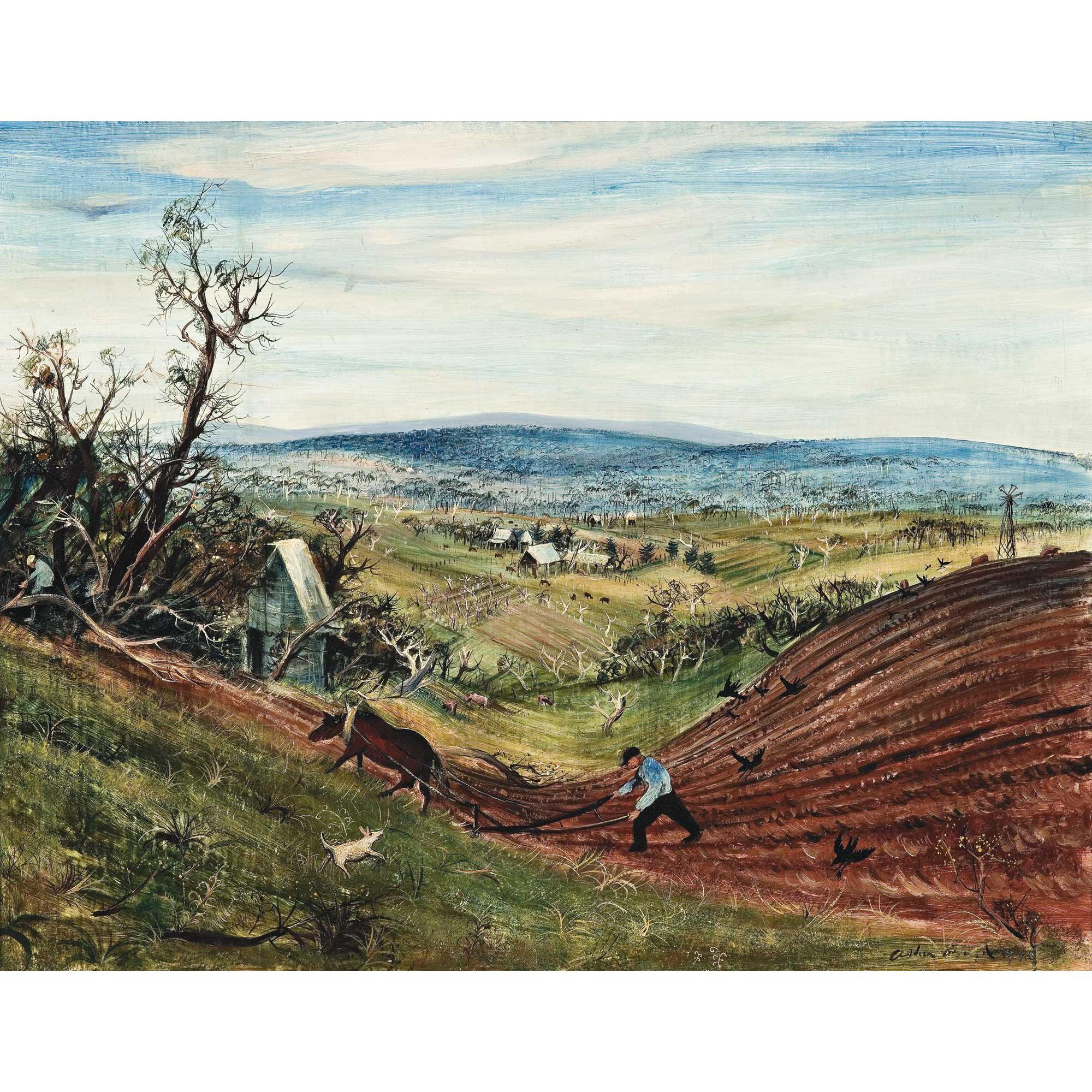 Arthur Boyd - Australian Man Ploughing A Field