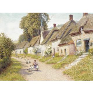 Arthur Claude Strachan - Geese On A Village Road