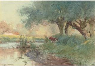 Arthur Claude Strachan - Resting on the riverbank