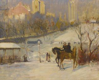Arthur Clifton Goodwin - Horseback Riders In Central Park, Winter