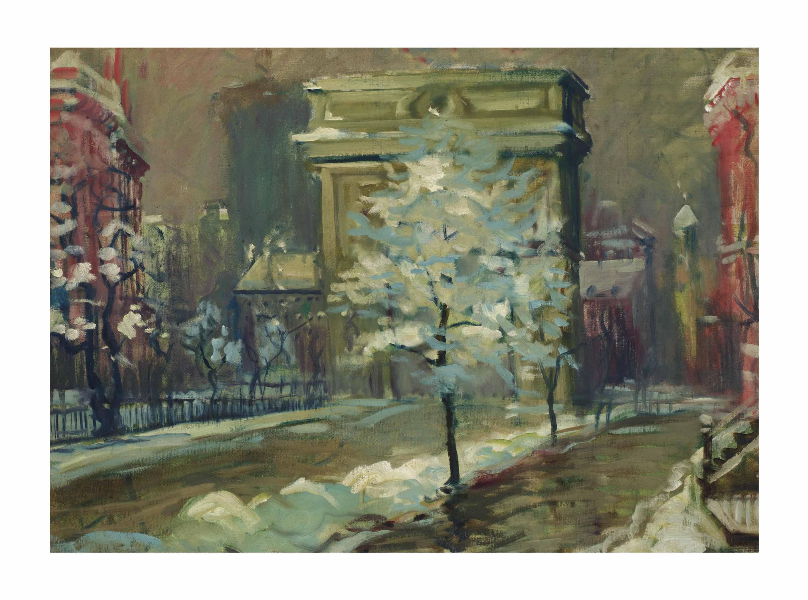 Arthur Clifton Goodwin - Snowy Day, Washington Square