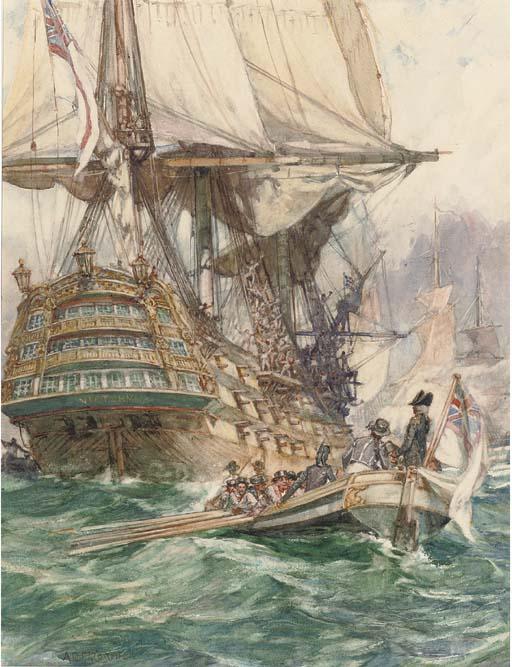 Arthur David Mccormick - Nelson boarding HMS Victory on 14 September, 1805