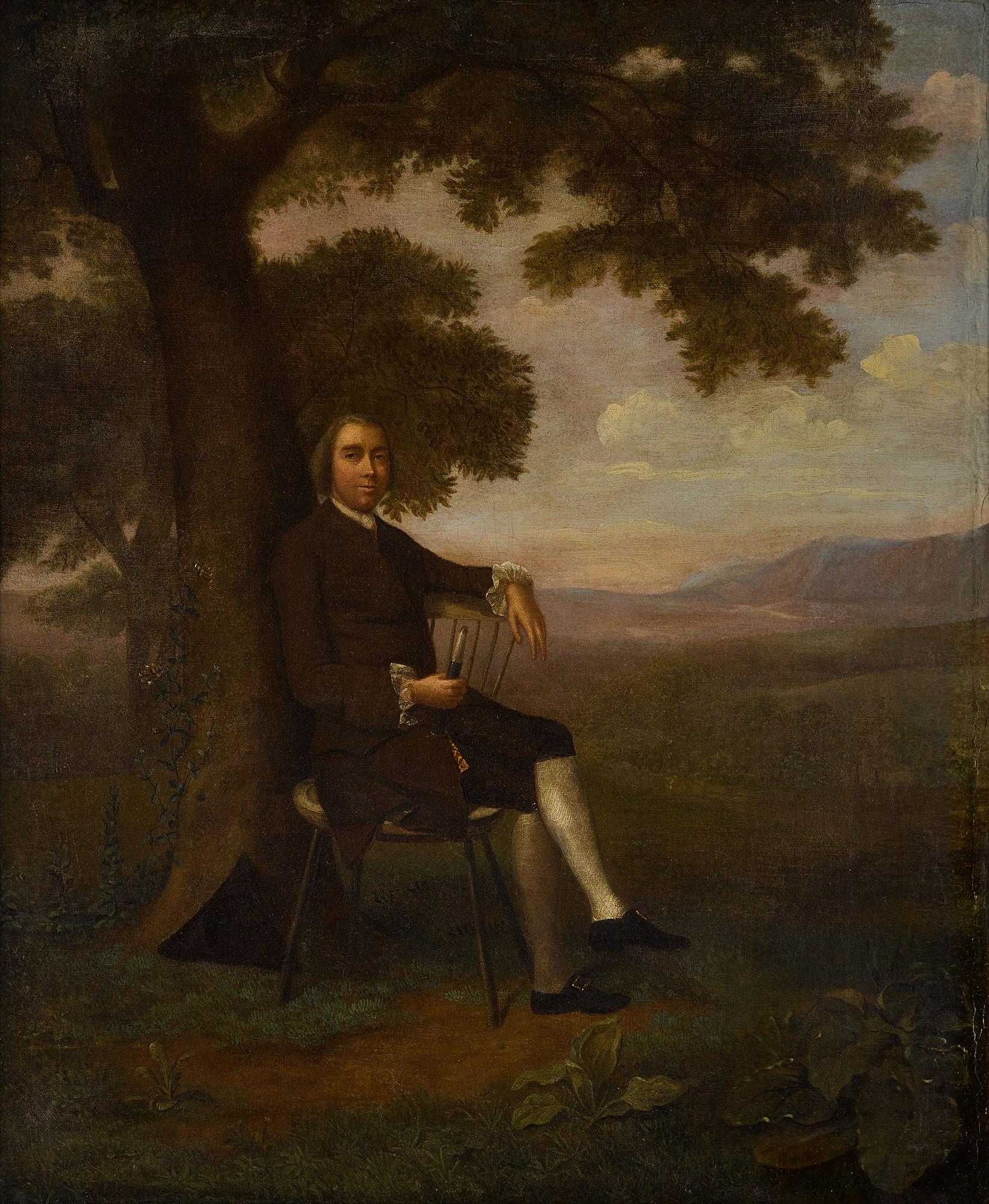 Arthur Devis - Portrait of a Gentleman seated beneath a tree, full-length