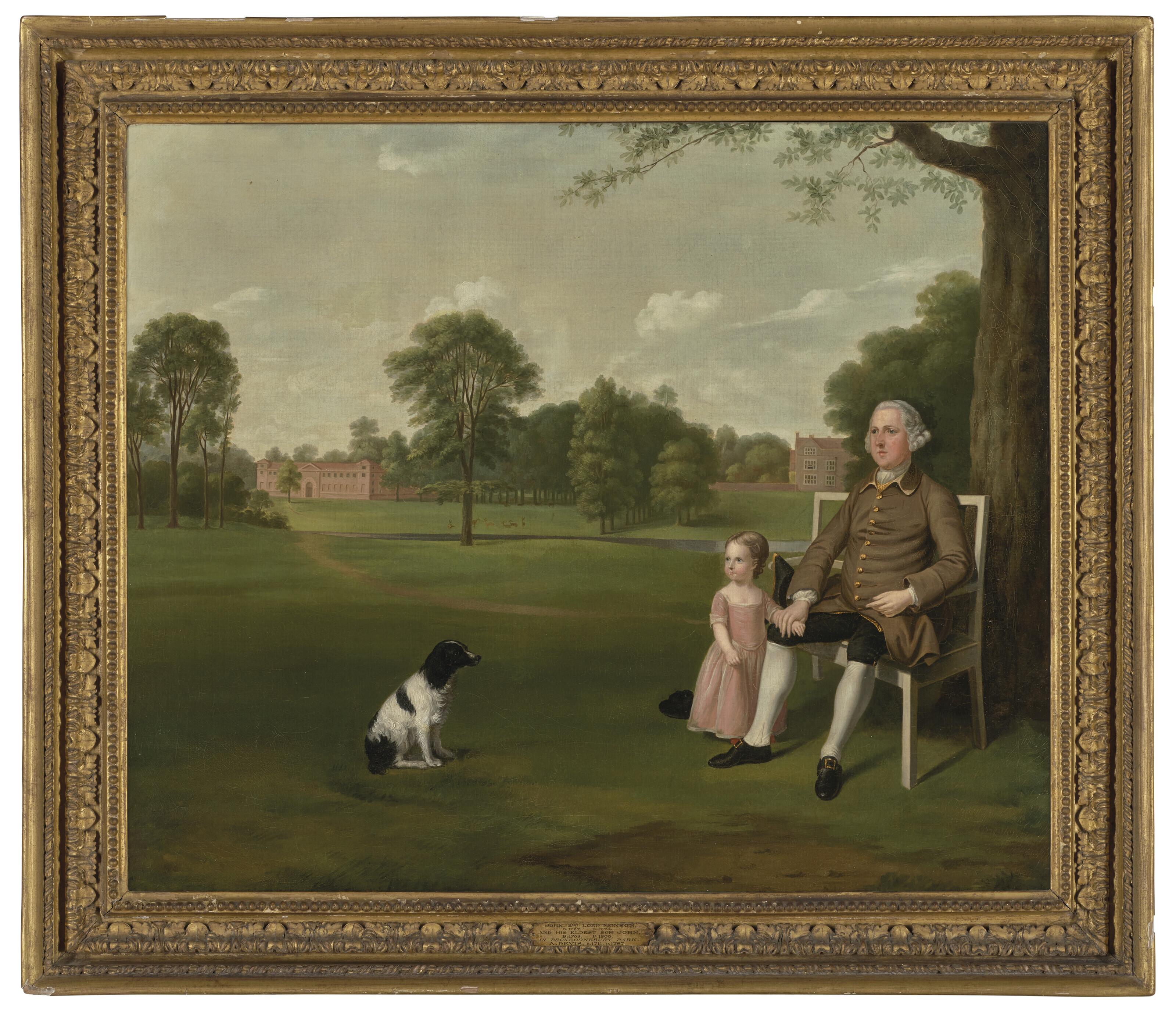 Arthur Devis - Portrait of John, 2nd Lord Monson (1727-1774), and his eldest son, John (1753-1805), in the grounds of Broxbornebury Park, Hertfordshire