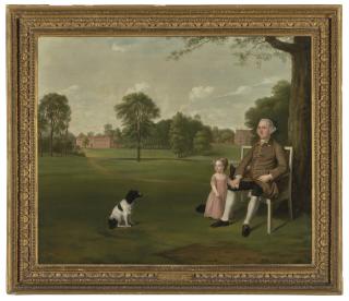 Arthur Devis - Portrait of John, 2nd Lord Monson (1727-1774), and his eldest son, John (1753-1805), in the grounds of Broxbornebury Park, Hertfordshire