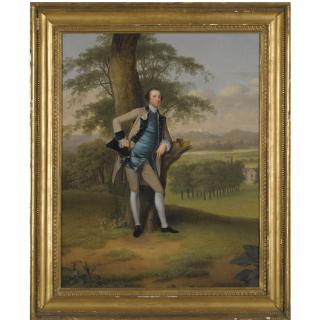 Arthur Devis - Portrait Of Lord Robert Manners-Sutton (1722-1772) With St. Peter\'S Church, Foston Beyond And Belvoir Castle In The Distance