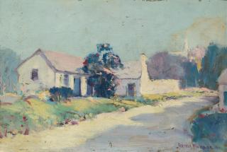 Arthur Dominique Rozaire - French Canadian Farm House, Morning Light and Clouds over a Landscape (a group of three) first 9 1/4 x 13 1/2 in., second and third 10 1/2 x 14 in. each unframed