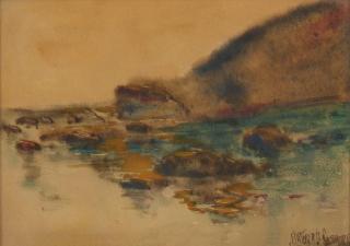 Arthur Dominique Rozaire - The Wave, Santa Monica and Seascapes (a group of four) first 8 x 10 in., second and third 6 x 8 in., fourth sight 4 x 6 in. first unframed, second and third framed 9 x 11 in., fourth framed 5 x 6 1/2 in.