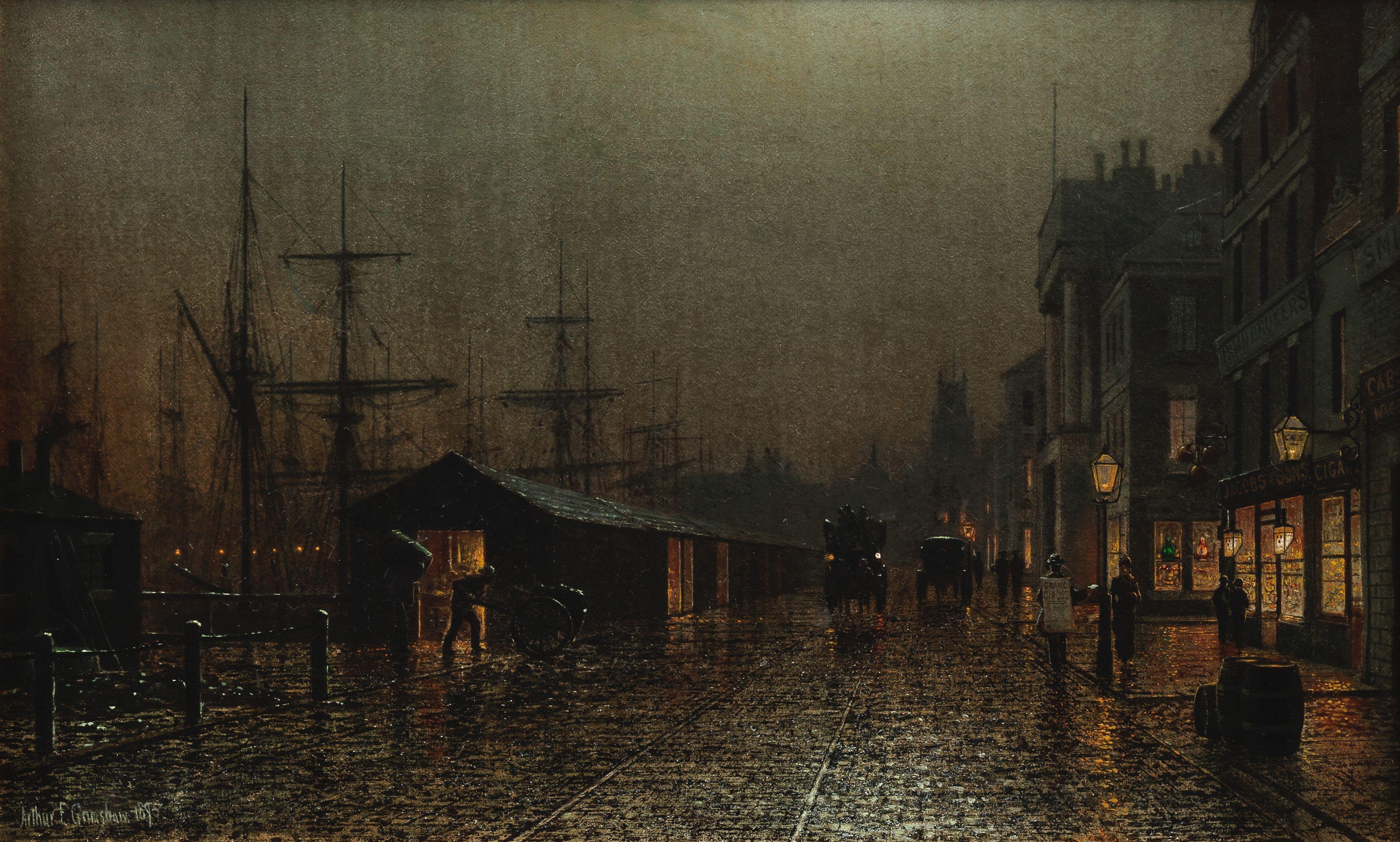 Arthur Edmund Grimshaw - The dockside by night, Glasgow