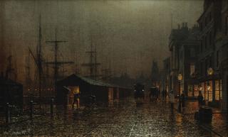 Arthur Edmund Grimshaw - The dockside by night, Glasgow