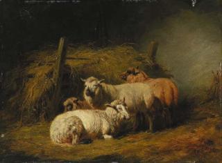 Arthur Fitzwilliam Tait - Sheep in Shed