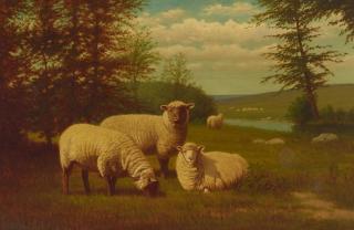 Arthur Fitzwilliam Tait - Three Sheep in a Field