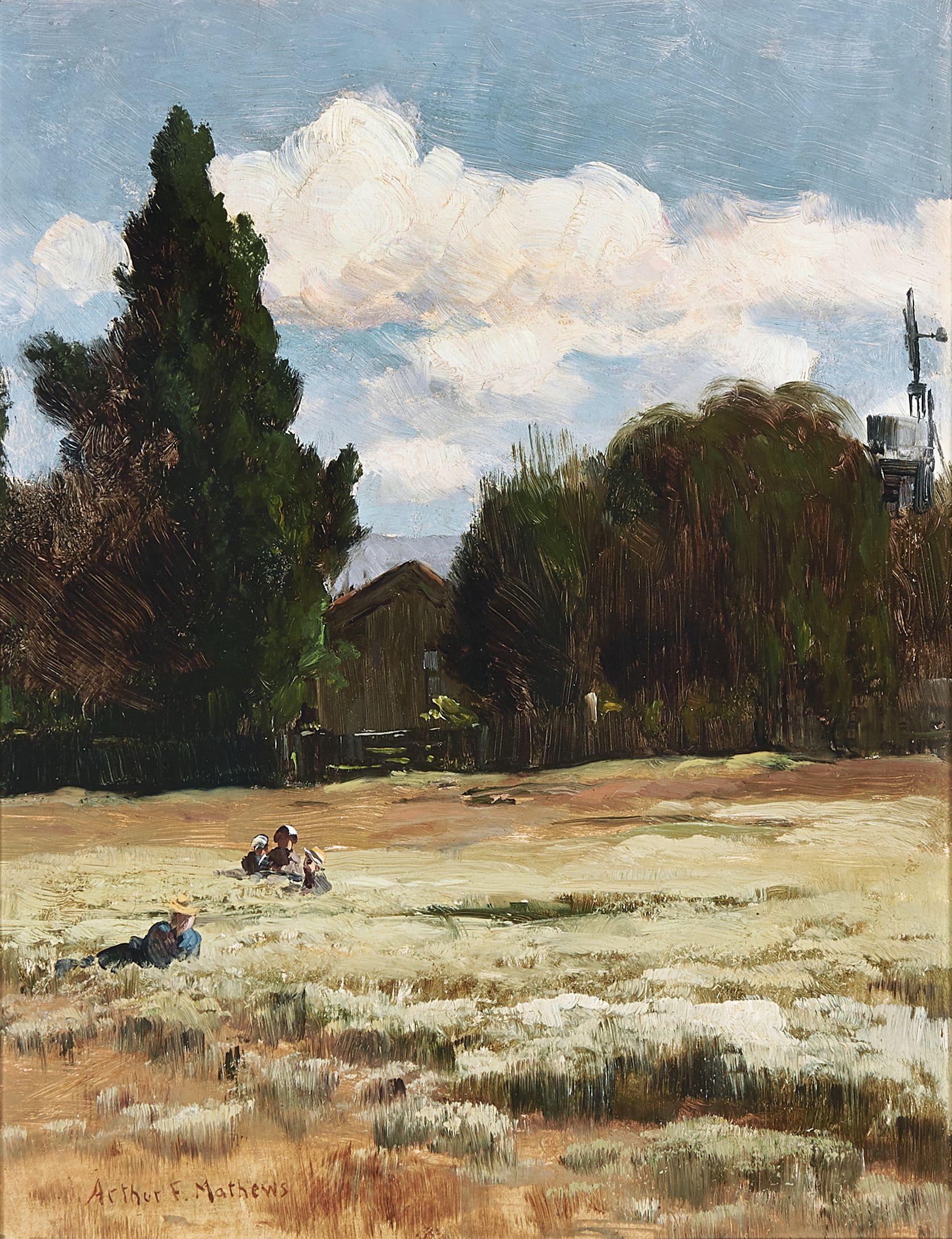 Arthur Frank Mathews - Figures in a field