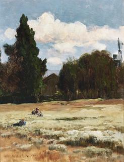 Arthur Frank Mathews - Figures in a field