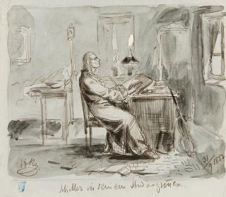 Arthur Georg von Ramberg - „Schiller in seinem Studierzimmer“.