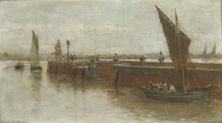 Arthur George Bell - The Quayside, Honfleur (Recto); And A Study Of A Harbour (Verso)