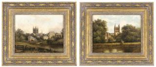 Arthur Gilbert - Hereford Cathederal and Palace; and Hereford Cathederal from the river