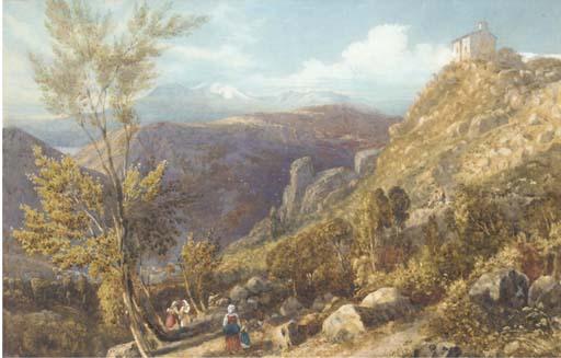 Arthur Glennie - A mountainous Italian landscape