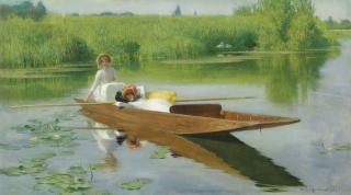 Arthur Hacker, R.A. - Punting on the Thames