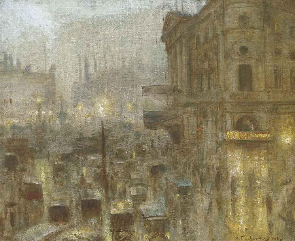 Arthur Hacker, R.A. - Return from the Matinée, Piccadilly Circus