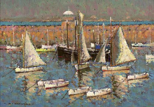Arthur Hayward - Boats moored in a harbour