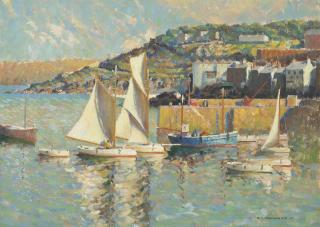 Arthur Hayward - Sailing Boats In The Harbour Of St. Ives