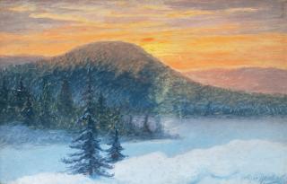 Arthur Heickell - Sunset In A Winter Landscape.