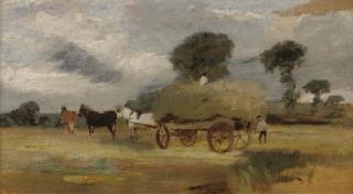 Arthur James Stark - Hay Making (Recto); A Horse Study (Verso)