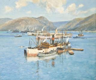 Arthur James Wetherall Burgess, R.I., R.O.I., V.P. - Ships Lying In  The Clyde Anchorage Emergency Port At Holy Loch