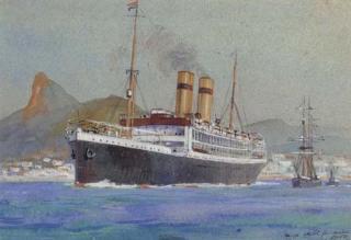 Arthur James Wetherall Burgess, R.I., R.O.I. - A passenger liner en route to Holland off Gibraltar