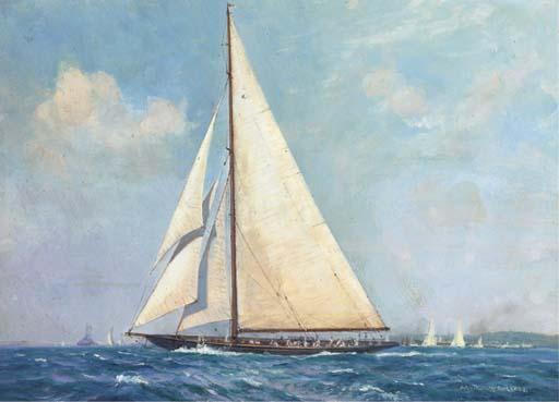 Arthur James Wetherall Burgess, R.I., R.O.I. - H.M. racing yacht Britannia at Cowes