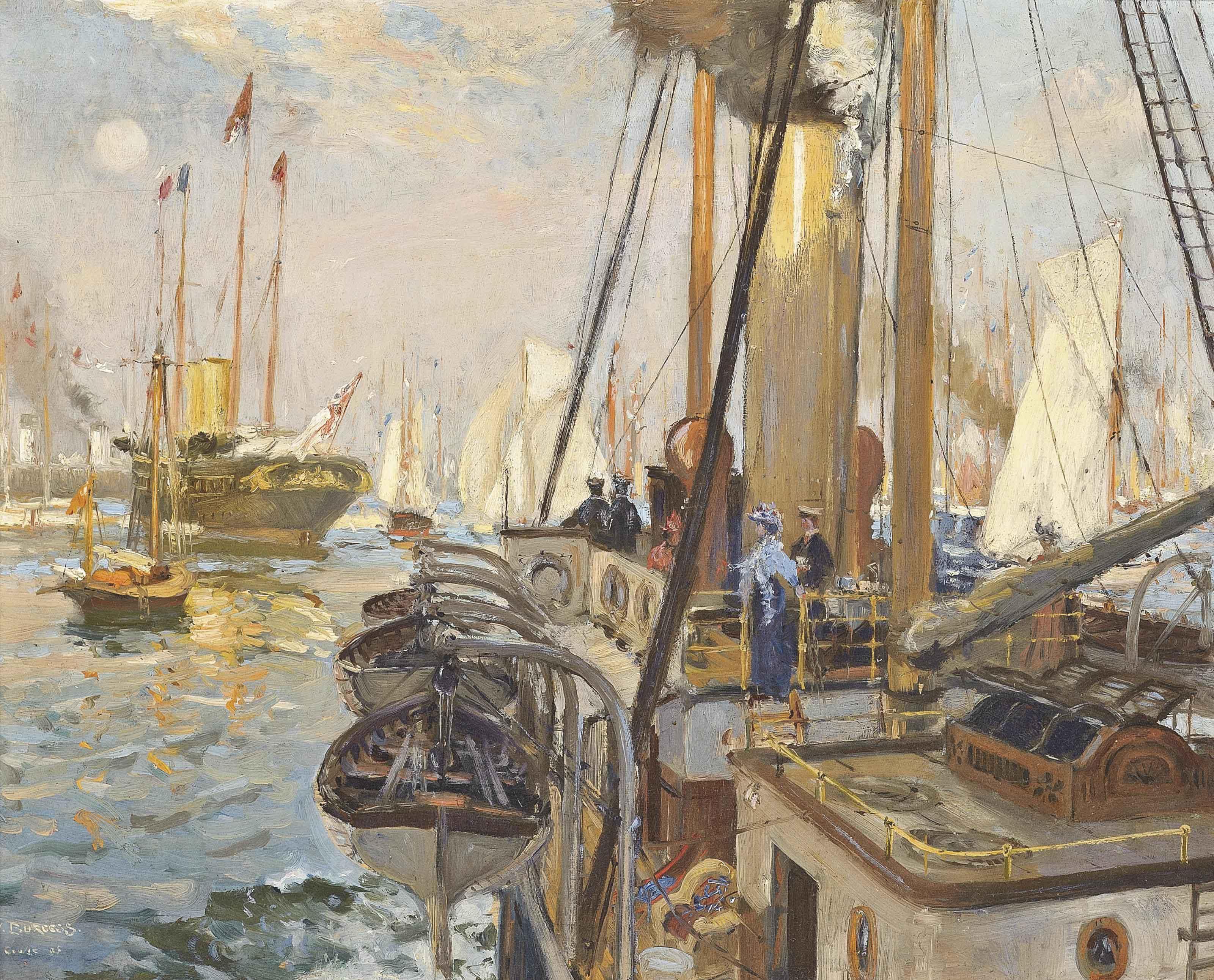 Arthur James Wetherall Burgess, R.I., R.O.I. - Spectators at Cowes Regatta, 1905