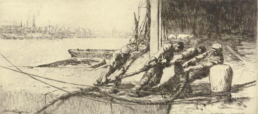 Arthur John Trevor Briscoe, R.S.M.A., R.I. - Mooring her