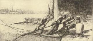 Arthur John Trevor Briscoe, R.S.M.A., R.I. - Mooring her