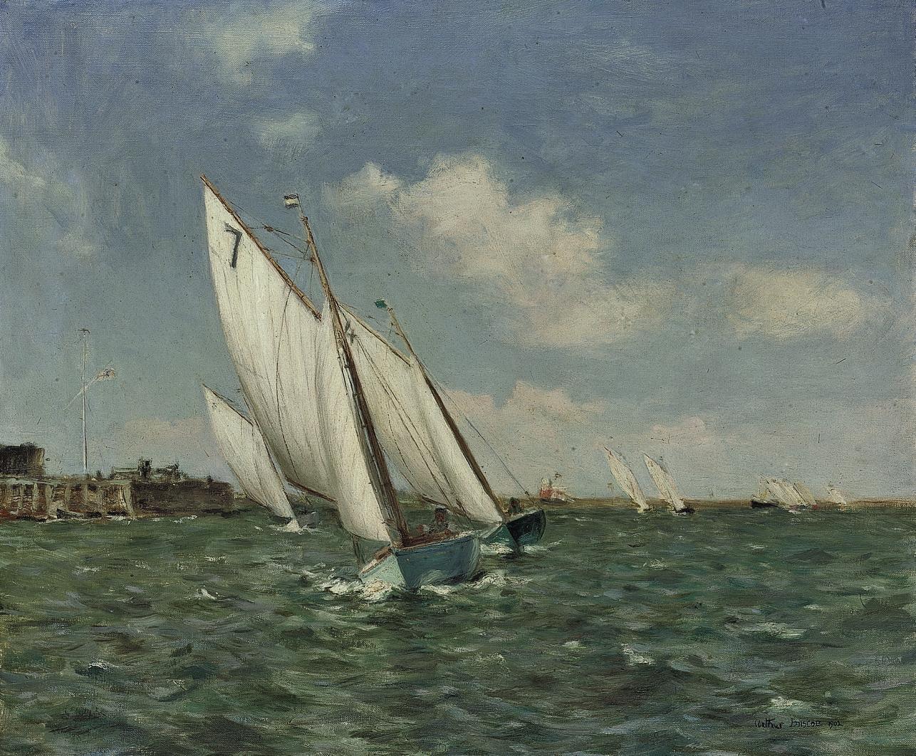 Arthur John Trevor Briscoe, R.S.M.A., R.I. - Orford White Wings racing on the River Alde