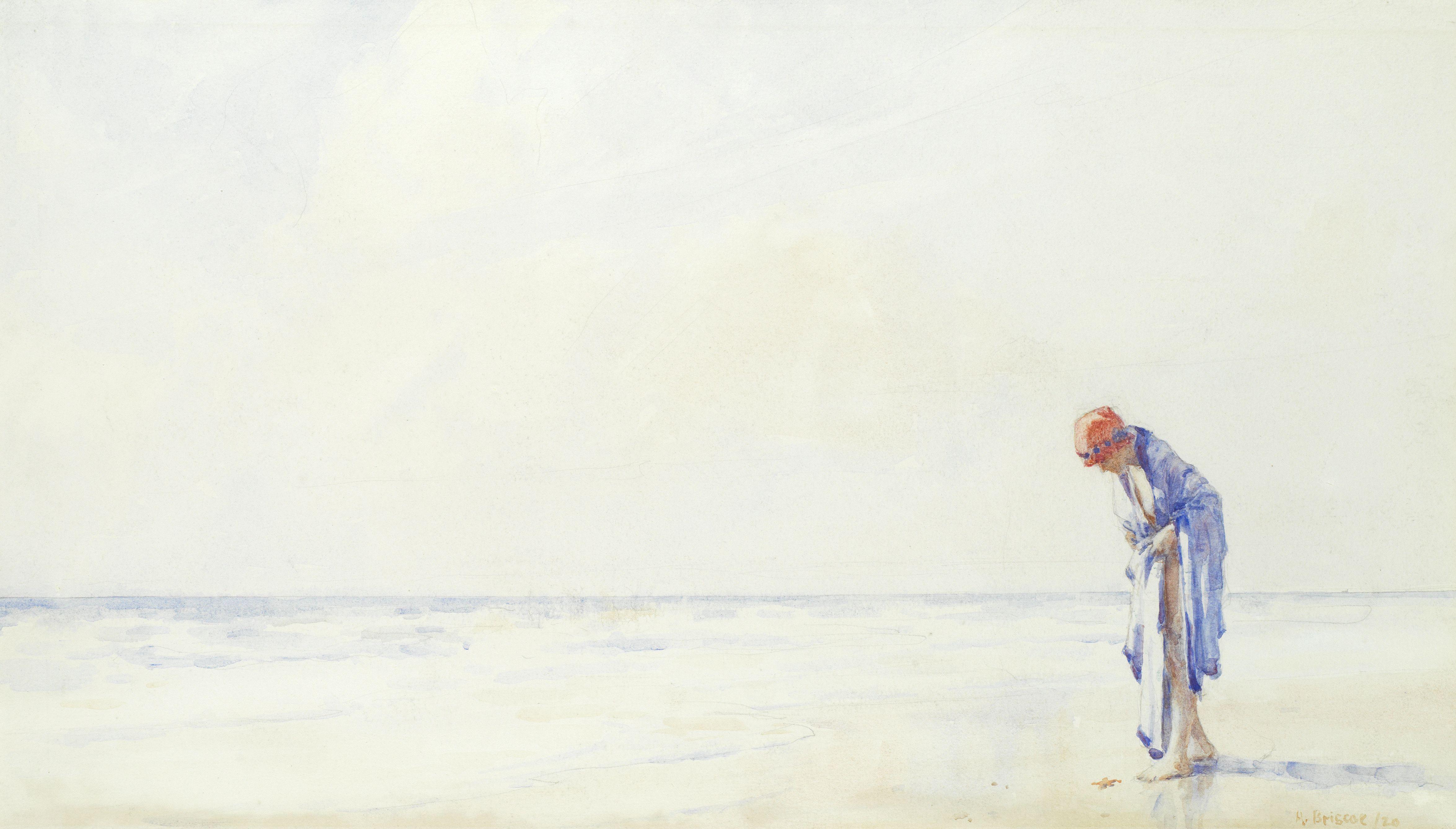 Arthur John Trevor Briscoe - Study Of A Lady Paddling In The Shallows, Thought To Be Alice Conyers, The Artist\'s Second Wife