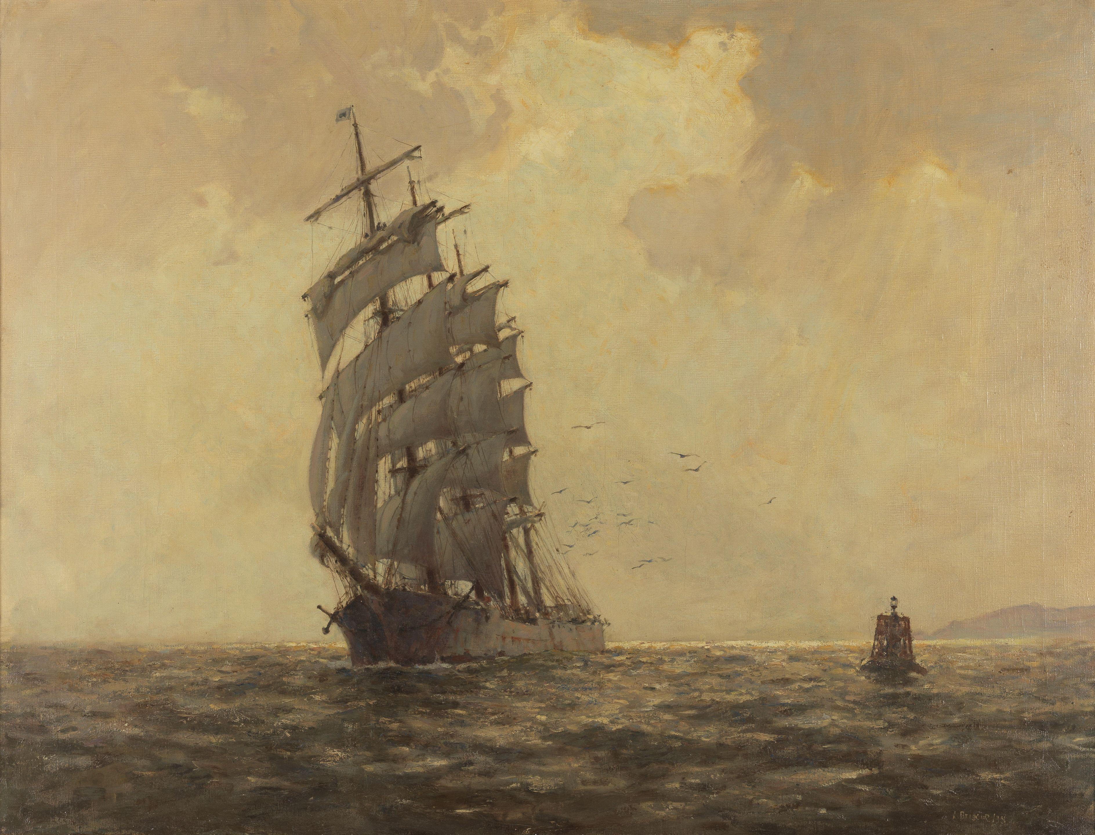 Arthur John Trevor Briscoe - The Viking leaving Falmouth
