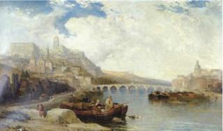 Arthur Joseph Meadows - A River Landscape With Boats Moored By The Shore