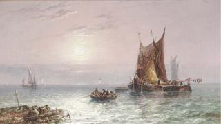 Arthur Joseph Meadows - Barges drying their sails at dusk