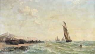 Arthur Joseph Meadows - The Calais fishing fleet in coastal waters