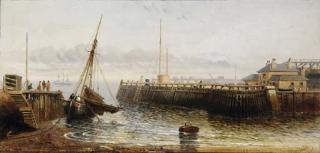 Arthur Joseph Meadows - The entrance to Dover harbour, low-tide