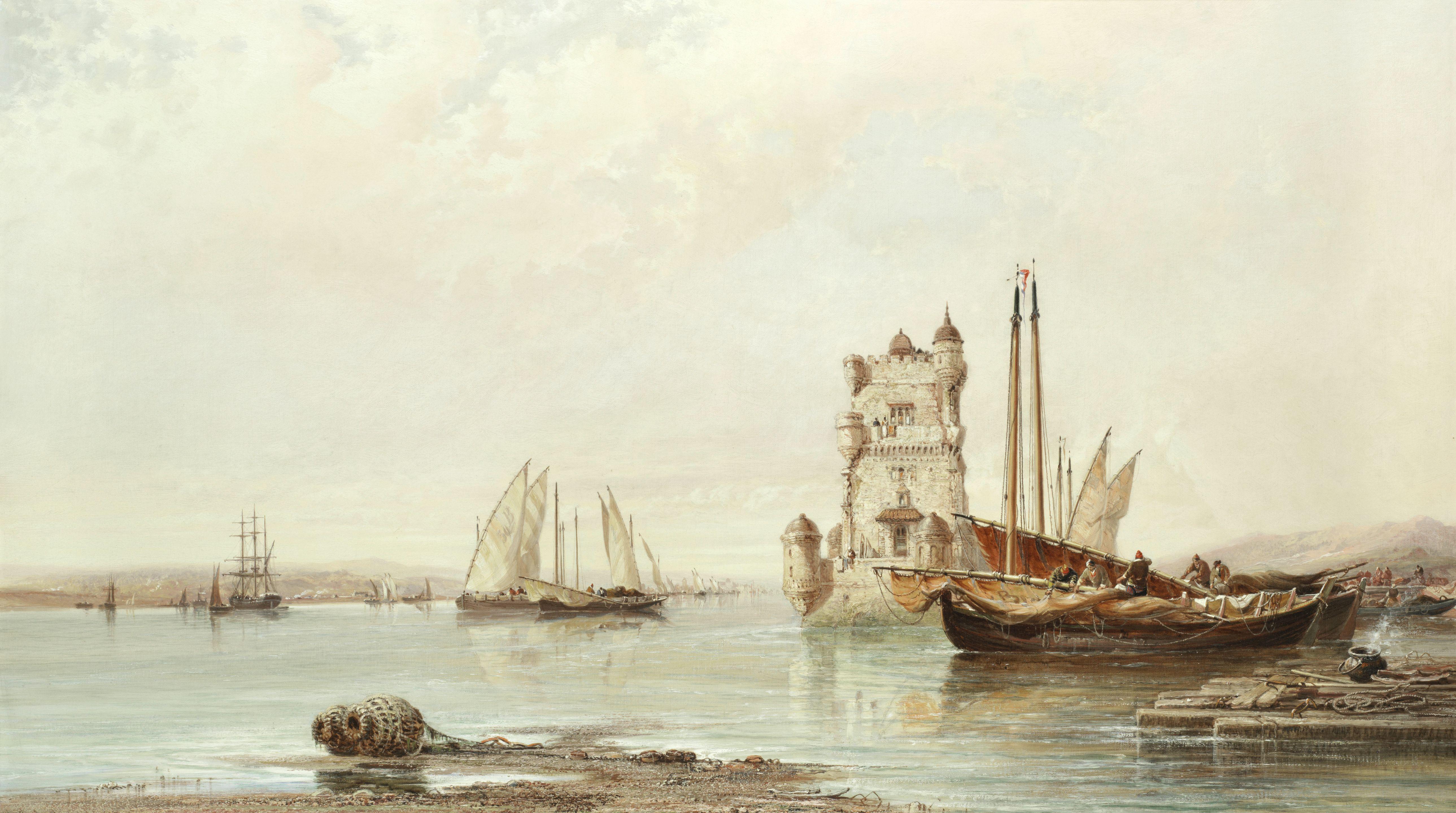 Arthur Joseph Meadows - \'The mouth of the Tagus, Lisbon\'