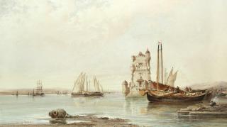 Arthur Joseph Meadows - \'The mouth of the Tagus, Lisbon\'