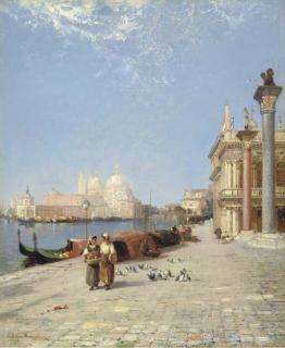 Arthur Joseph Meadows - Venice - The Pigeons of St Mark\'