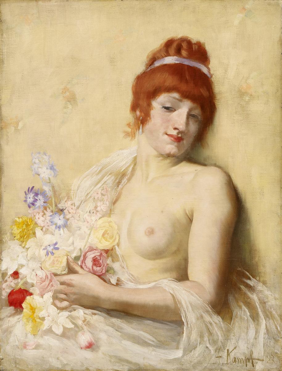 Arthur Kampf - Bildnis einer Dame mit Blumen