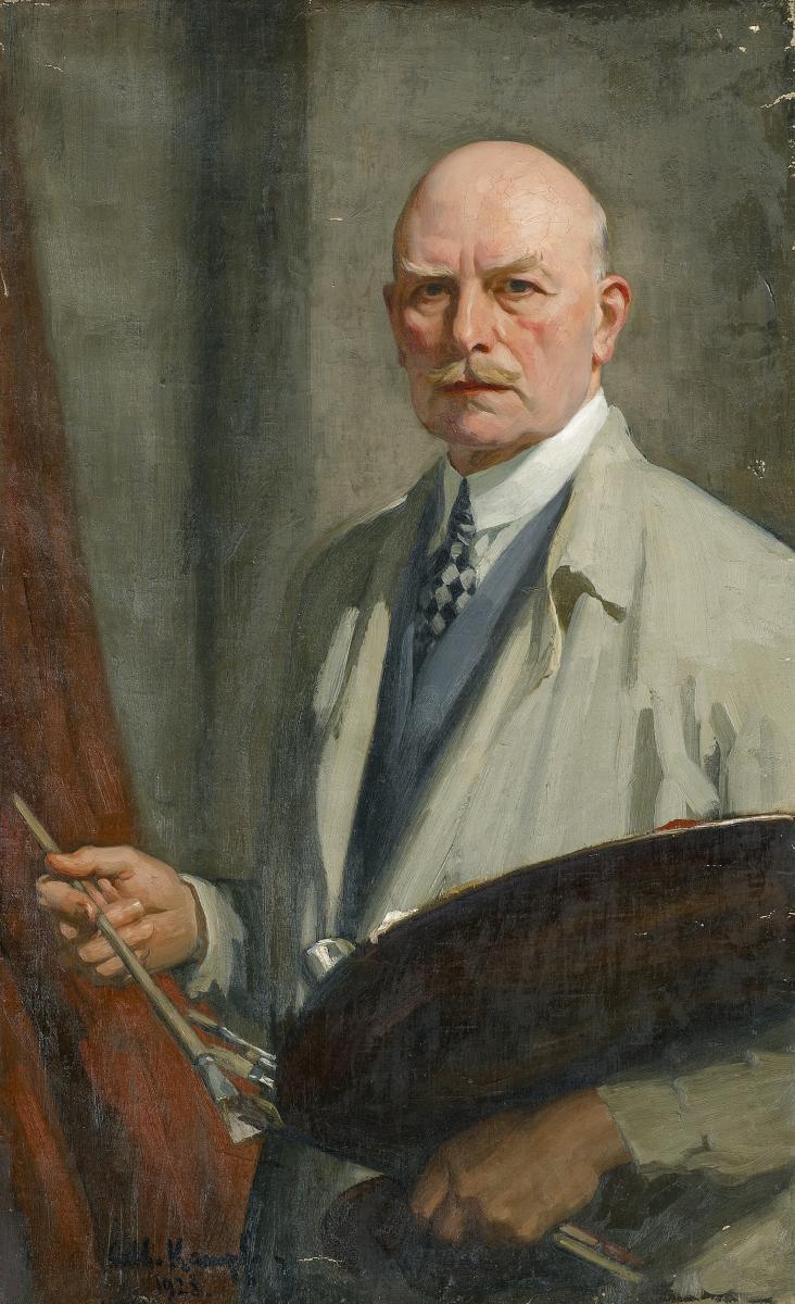 Arthur Kampf - Selbstporträt mit Malerpalette