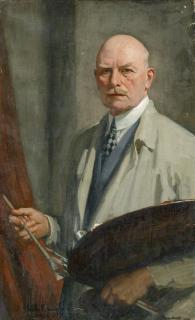 Arthur Kampf - Selbstporträt mit Malerpalette